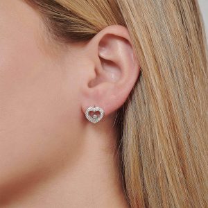 עגילים צמודים: Happy Diamonds Icons Heart Earrings 83A054-1201