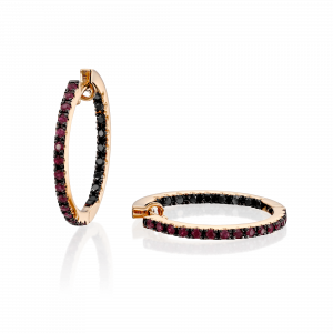 תכשיטי יהלומים לאישה: עגילי חישוק יהלומים שחורים רובי - 2.5 ס"מ EA1010.5.17.20