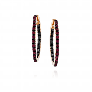 Gemstone Earrings: Black Diamond Ruby Hoop Earrings 2.5 Cm EA1010.5.17.20