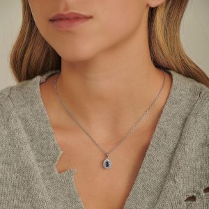 Sapphire Jewelry: Blue Sapphire Diamond Teardrop Pendant PE2601.1.17.09