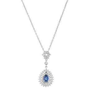 Sapphire Jewelry: Blue Sapphire Diamond Teardrop Pendant PE2602.1.19.09