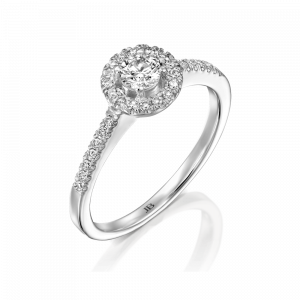 מתחתנים: טבעת אירוסין יהלומים שיבוץ היילו - 0.44 קראט RI0053.1.09.01