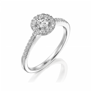טבעות אירוסין: טבעת אירוסין יהלומים שיבוץ היילו - 0.44 קראט RI0053.1.09.01