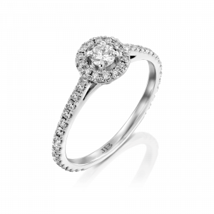 טבעות לאישה: טבעת אירוסין יהלומים שיבוץ היילו - 0.5 קראט RI0053.1.10.01