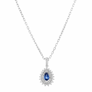 Sapphire Jewelry: Diamond & Sapphire Teardrop Pendant PE2604.1.14.09
