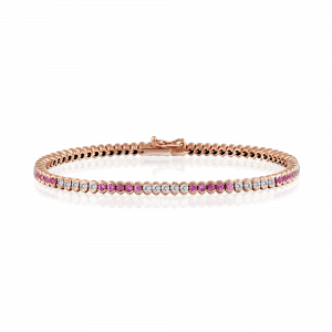 Gemstone Bracelets: Pink Sapphire And Diamond Tennis Bracelet BR0033.5.25.10