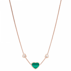 Gemstone Pendants: Happy Hearts Malachite Necklace 81A082-5102