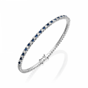 תכשיטים בשיבוץ ספירים כחולים: צמיד חצי טניס קשיח יהלום ספיר BR1039.1.19.09