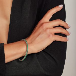 Gemstone Bracelets: Emerald Half Tennis Bangle BR1365.1.22.27