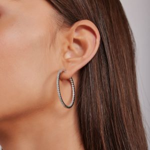 Hoop Earrings: Hoop Diamonds Earrings - 4 Cm EA1006.1.19.01