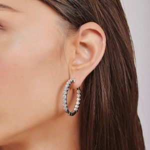 Gifts for the Bride: Diamond Hoop Earrings 3.5 Cm EA1012.1.27.01