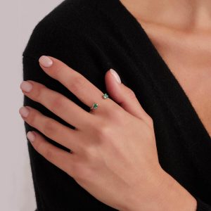 Gemstone Rings: 2 Emerald Open Ring RI3720.1.09.27