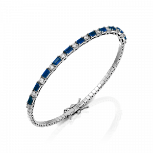 תכשיטים בשיבוץ ספירים כחולים: צמיד קשיח יהלום וספירים BR1246.1.22.09