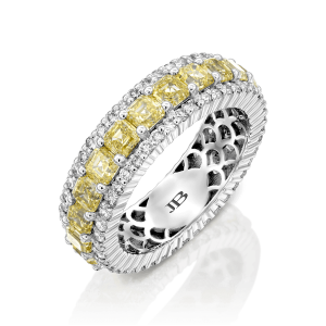 Gold Rings: Asscher Cut Yellow Diamonds Eternity Ring RI1660.1.29.51