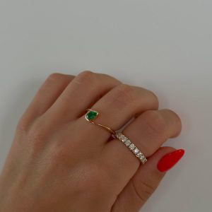 טבעות משובצות אבני חן: טבעת שביל הנצח אמרלד טיפה - 0.3 קראט RI0085.5.06.27