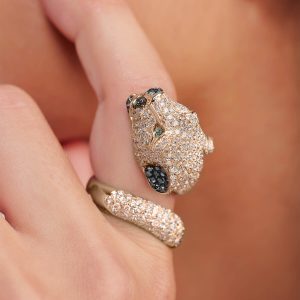 Gemstone Rings: Black Diamond Panther Ring RI5371.5.29.14