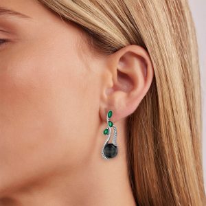 Drop Earrings: Pearl Emerald Diamonds Earrings EA1975.1.25.08