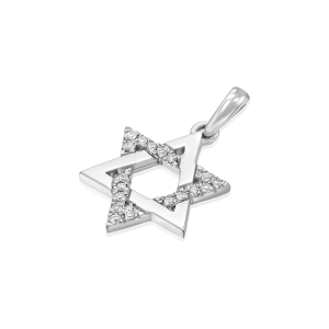 Judaica Pendants: Star Of David Half Diamonds - 1.5 CM PE2066.1.02.01