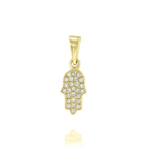 Judaica Pendants: Diamonds Hamsa Pendant - 1 CM PE2300.0.02.01