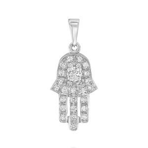 Judaica Pendants: Diamonds Hamsa Pendant - 1.7 CM PE2301.1.07.01