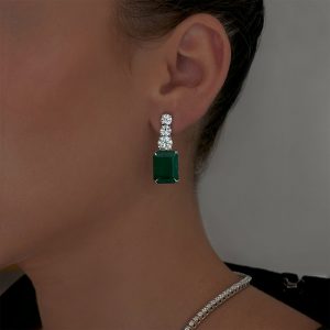 Diamond Earrings: Emerald & Diamond Drop Earrings EA6075.1.43.08