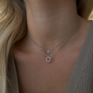 Star Of David Pendant And Necklaces: Open Star Of David Diamond Necklace PE2010.1.03.01