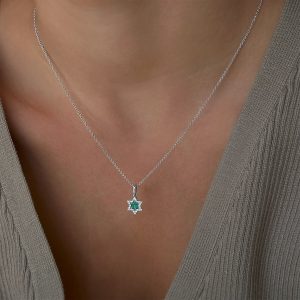Men's Diamond Jewelry: Emerald & Diamond Star Of David Pendant PE2024.1.03.08