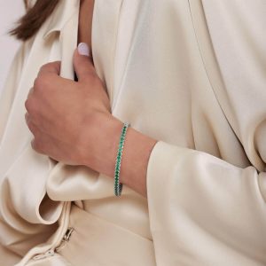 Gemstone Bracelets: Emerald Half Tennis Bangle BR1367.1.22.27