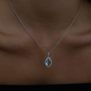 Gifts for New Moms: Diamond & Aquamarine Diana Pendant PE2607.1.25.16