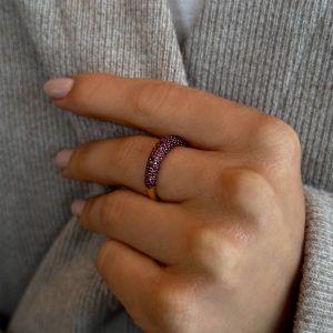 Women's Rings: 3 Row Half Eternity Ruby Ring RI1390.0.18.07