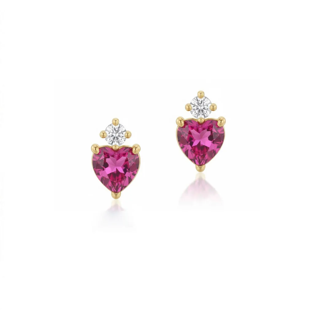 JB: Pink Sapphire and Diamond Heart Stud Earrings EA0054.0.13.10