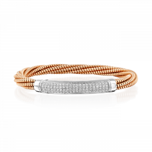 Gold Bracelets: Diamond Motif Cable Bracelet B11-779P