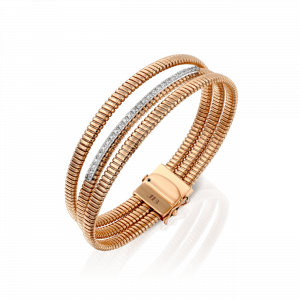 Gold Bracelets: Diamond Motif Cable Bracelet B11-854VP