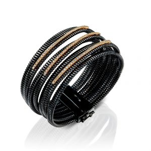 Outlet Bracelets: Black Rope & Diamond Bracelet B11-929BP