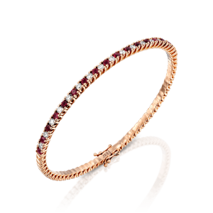 Gemstone Bracelets: Diamond Ruby Bangle BR1039.5.20.07