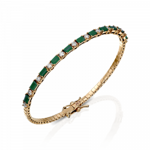 Gold Bracelets: Diamond Emerald Bangle BR1246.5.19.08