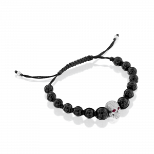 תכשיטי יהלומים לגבר: צמיד גולגולת יהלומים ורובי BR1882.1.18.07