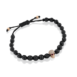 Gemstone Bracelets: Skull & Onyx Ball Bracelet BR1883.5.13.07