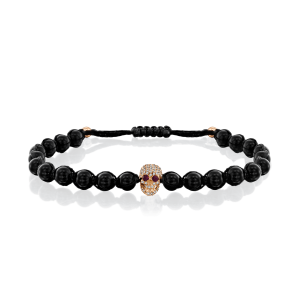 Men's Diamond Jewelry: Skull & Onyx Ball Bracelet BR1883.5.13.07