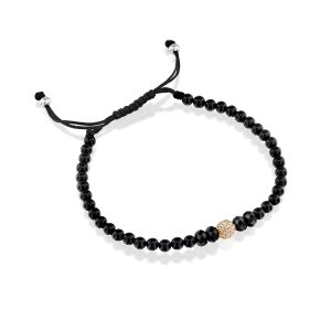 Men's Gold Jewelry: Onyx & Diamond Ball Bracelet BR1900.5.12.01