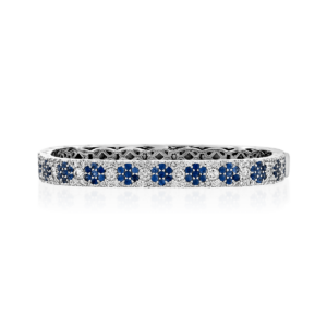Blue Sapphire Jewelry: Diamond & Blue Sapphire Flowers Bangle BR6001.1.29.09