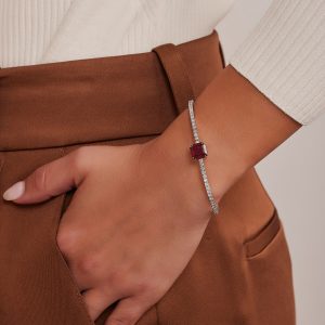 Women's Bracelets: Diamond & Central Ruby Bangle BR6017.1.32.07