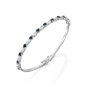 תכשיטים בשיבוץ ספירים כחולים: צמיד קשיח מרקיזות יהלומים וספירים BR6021.1.19.09
