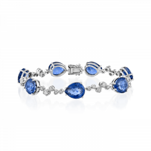 תכשיטים בשיבוץ ספירים כחולים: צמיד יהלומים וטיפות ספירים BR8014.1.45.09