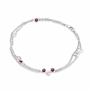 Outlet Bracelets: Diamond And Ruby Link Bracelet BR8020.1.13.07
