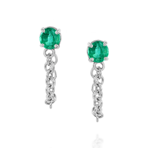 Gifts for New Moms: Stud Emerald Chain Earrings EA0006.1.11.27