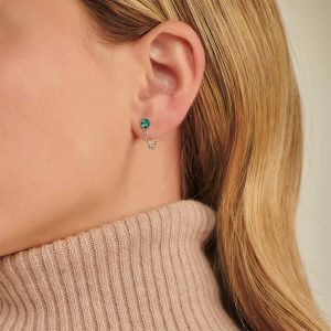 Emerald-Jewelry: Stud Emerald Chain Earrings EA0006.1.11.27
