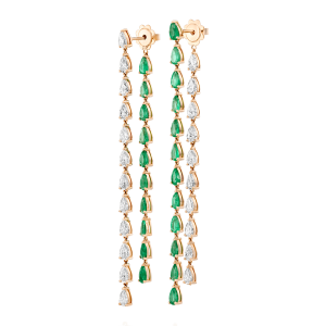Drop Earrings: Diamond And Emerald Pear Cut Earrings EA0831.5.34.08