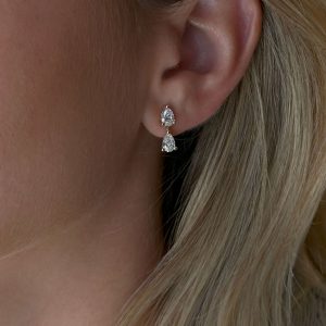 Women's Earrings: 2 Pear Cut Diamond Earrings EA0833.5.17.01