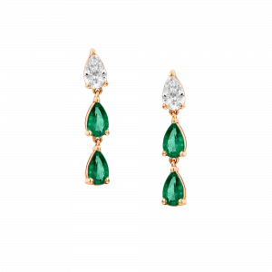 Gifts for the Bride: Diamond And Emerald Pear Cut Earrings EA0834.5.21.80